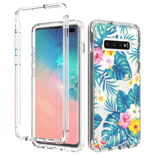 

For Samsung Galaxy S10 Plus 2 in 1 High Transparent Painted Shockproof PC + TPU Protective Case(Banana Leaf)