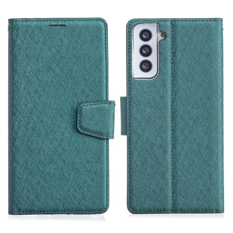 

For Samsung Galaxy S21 5G Silk Texture Horizontal Flip Leather Case with Holder & Card Slots & Wallet & Photo Frame(Green)
