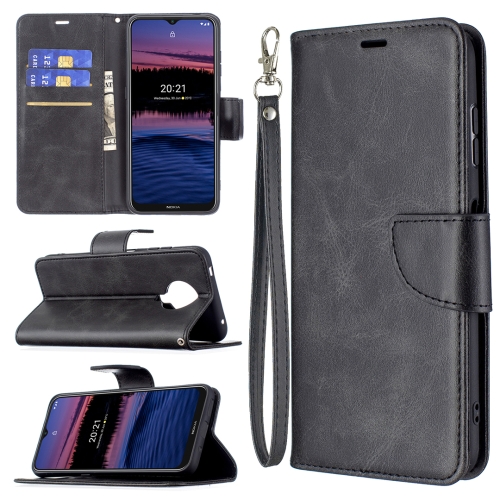 

For Nokia G20 / G10 Retro Lambskin Texture Pure Color Horizontal Flip PU Leather Case with Holder & Card Slots & Wallet & Lanyard(Black)