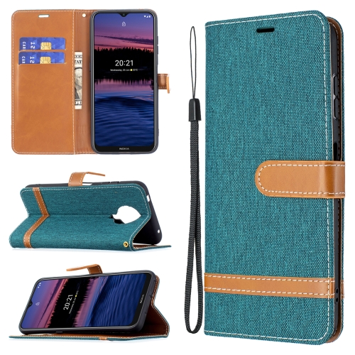 

For Nokia G20 / G10 Color Matching Denim Texture Horizontal Flip Leather Case with Holder & Card Slots & Wallet & Lanyard(Green)