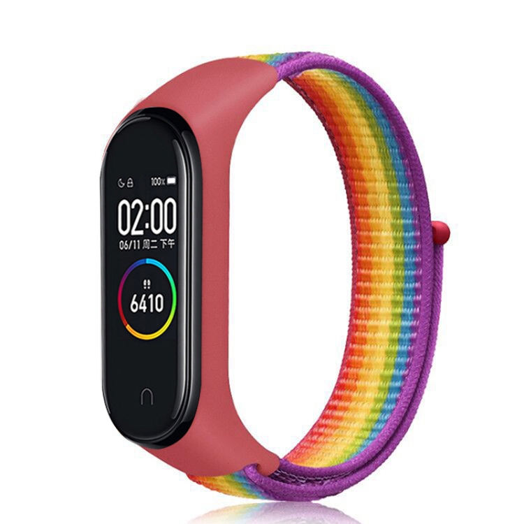For Xiaomi Mi Band Nylon Weave Watch Bands(Rainbow Colors)