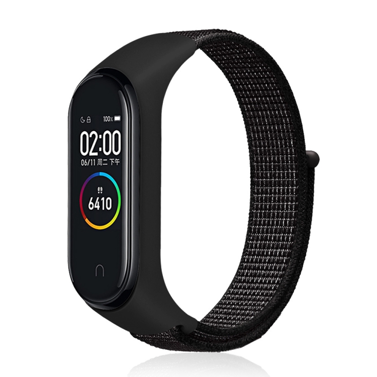 Para Xiaomi Mi Band Bandas de reloj de tejido de nylon (negro