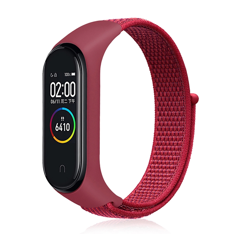 

For Xiaomi Mi Band 6 Nylon Weave Watch Bands(China Red)