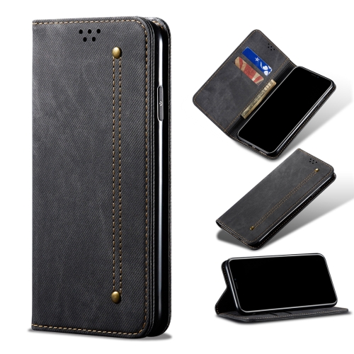 

For Xiaomi Redmi Note 10 Pro / Note 10 Pro (India) / Note 10 Pro Max Denim Texture Casual Style Horizontal Flip Leather Case with Holder & Card Slots & Wallet(Black)