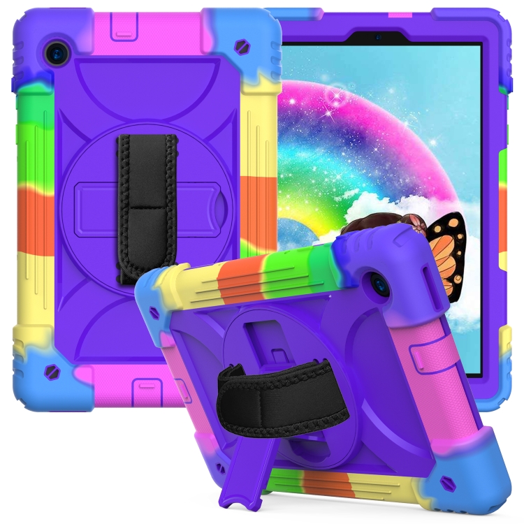

For Lenovo Tab M10 Plus 10.3 Shockproof PC + Silicone Combination Case with Holder & Hand Strap & Shoulder Strap(Colorful+Purple)