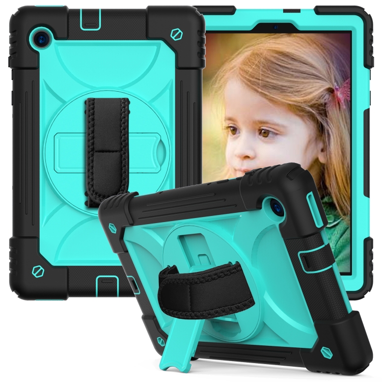 

For Lenovo Tab M10 Plus 10.3 Shockproof PC + Silicone Combination Case with Holder & Hand Strap & Shoulder Strap(Black+Mint Green)
