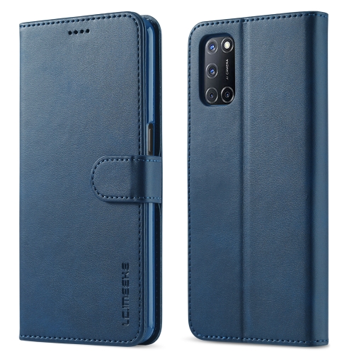 

For OPPO F19 / A74 4G LC.IMEEKE Calf Texture Horizontal Flip Leather Case with Holder & Card Slots & Wallet(Blue)
