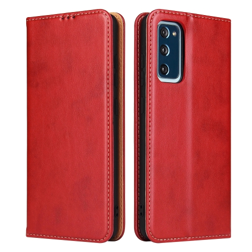 

For Samsung Galaxy A52 4G/5G Fierre Shann PU Genuine Leather Texture Horizontal Flip Leather Case with Holder & Card Slots & Wallet(Red)