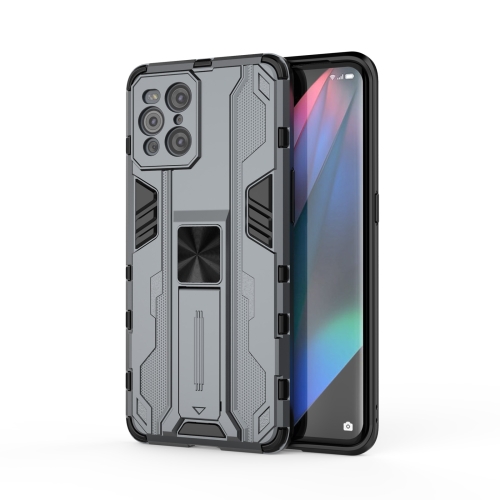

For OPPO Find X3 Supersonic PC + TPU Shock-proof Protective Case with Holder(Grey)