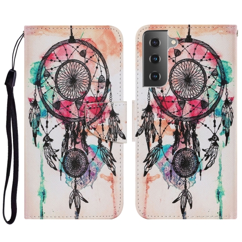 

For Samsung Galaxy S21 FE Coloured Drawing Pattern Horizontal Flip PU Leather Case with Holder & Card Slots & Wallet & Lanyard(Wind Chimes)