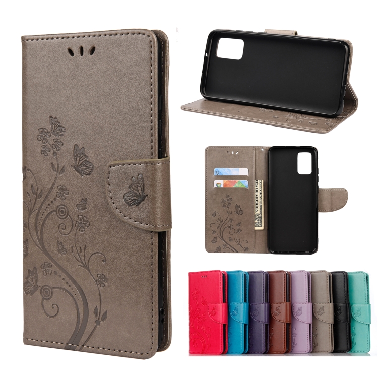 

For Samsung Galaxy A32 5G Butterfly Flower Pattern Horizontal Flip Leather Case with Holder & Card Slots & Wallet(Grey)