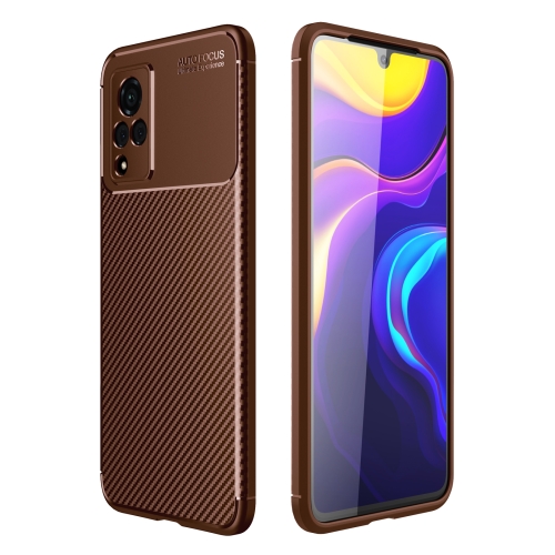 

For vivo V21 Carbon Fiber Texture Shockproof TPU Case(Brown)