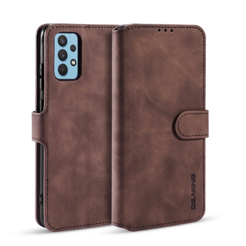 

For Samsung Galaxy A32 4G DG.MING Retro Oil Side Horizontal Flip Leather Case with Holder & Card Slots & Wallet(Coffee)