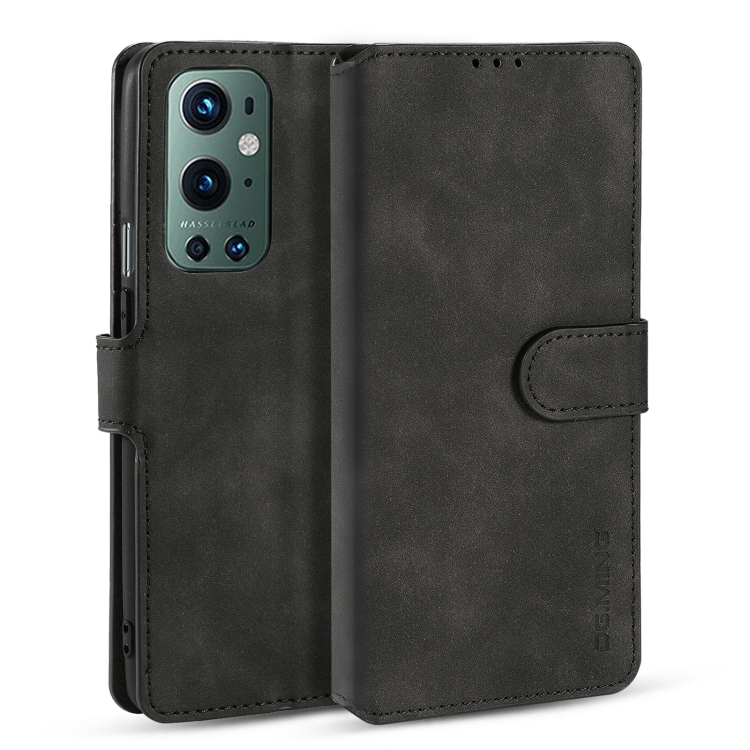 

For OnePlus 9 Pro DG.MING Retro Oil Side Horizontal Flip Leather Case with Holder & Card Slots & Wallet(Black)