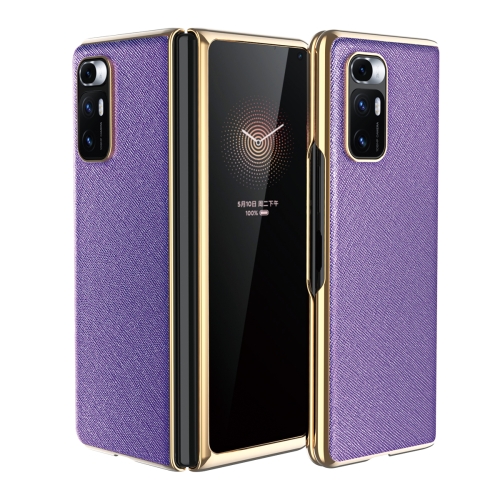 

For Xiaomi Mi Mix Fold Electroplated Leather Texture Protective Case(Purple)