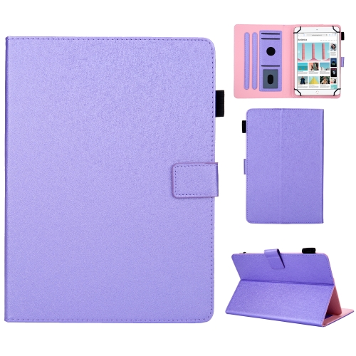 

Hair Silky Texture Solid Color Horizontal Flip Leather Case with Holder & Card Slots & Photo Frame & Anti-Skid Strip, Specification:10 inch(Purple)