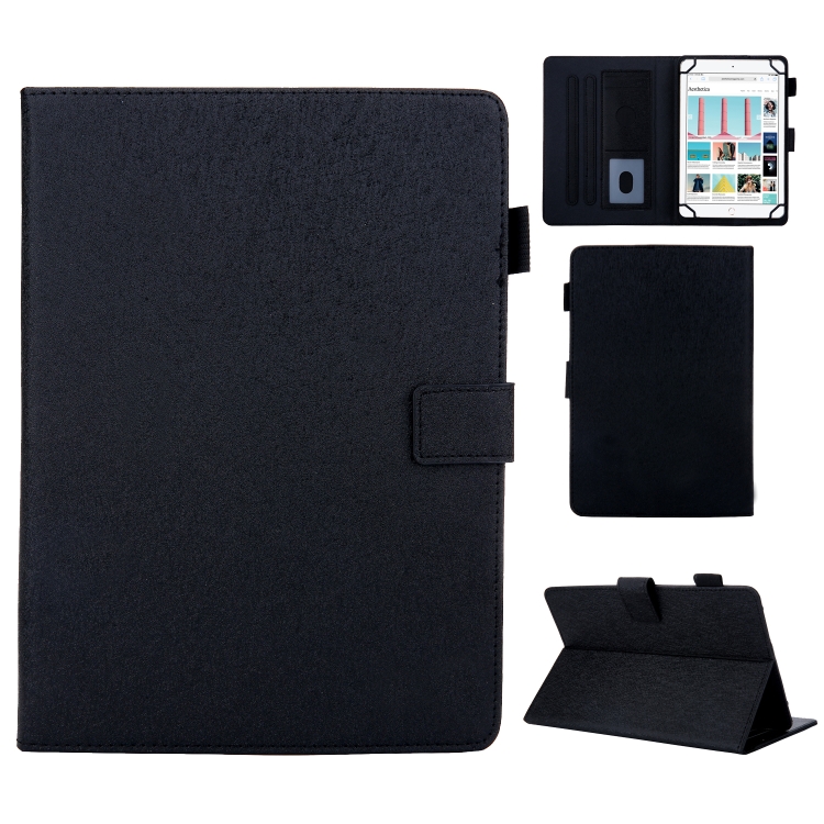 

Hair Silky Texture Solid Color Horizontal Flip Leather Case with Holder & Card Slots & Photo Frame & Anti-Skid Strip, Specification:10 inch(Black)