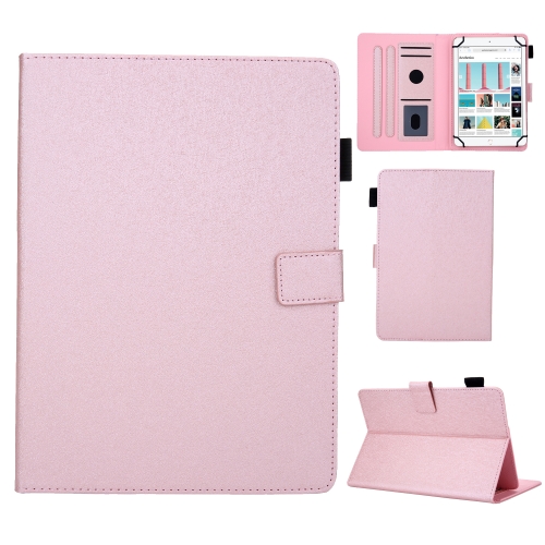 

Hair Silky Texture Solid Color Horizontal Flip Leather Case with Holder & Card Slots & Photo Frame & Anti-Skid Strip, Specification:10 inch(Rose Gold)
