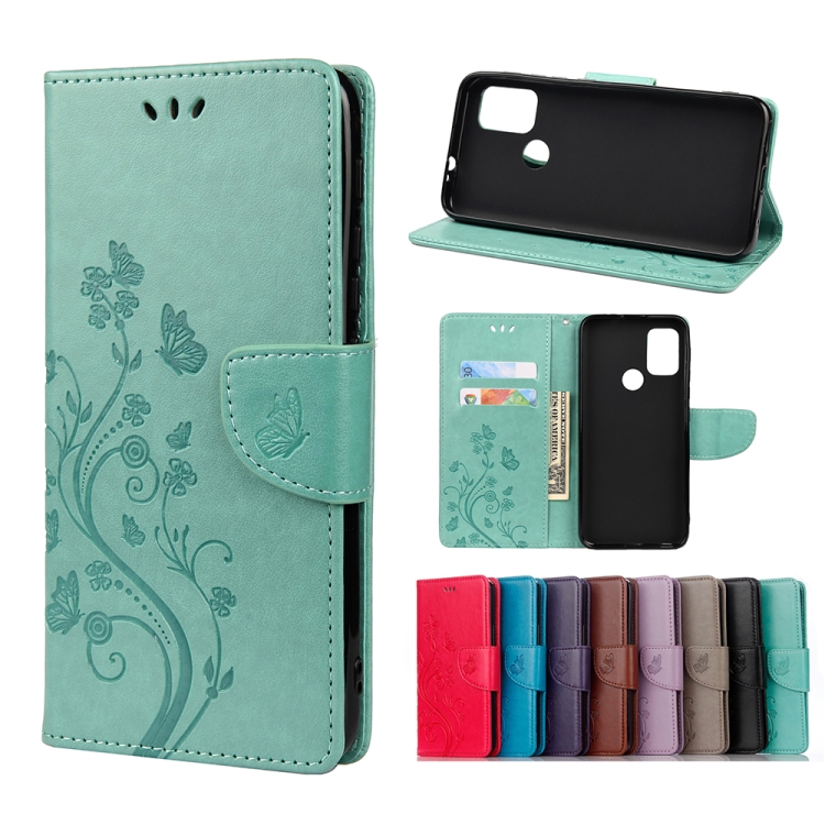 

For Motorola Moto G30 Butterfly Flower Pattern Horizontal Flip Leather Case with Holder & Card Slots & Wallet(Green)