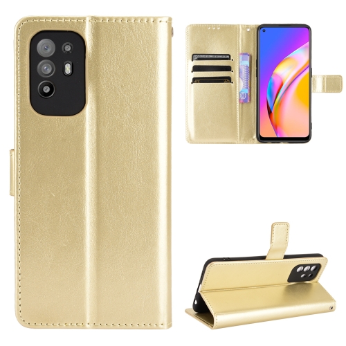 

For OPPO A94 5G / Reno5 Z 5G / F19 Pro+ 5G Crazy Horse Texture Horizontal Flip Leather Case with Holder & Card Slots & Lanyard(Gold)