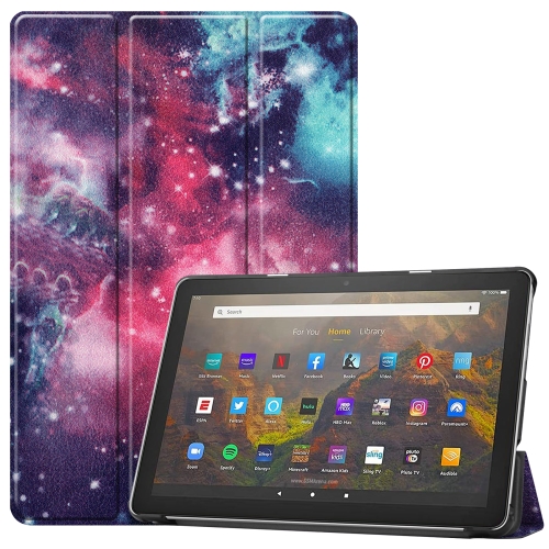 

For Amazon Fire HD 10 (2021) Colored Drawing Pattern Horizontal Flip Leather Case with Three-folding Holder & Sleep / Wake-up Function(Milky Way Nebula)