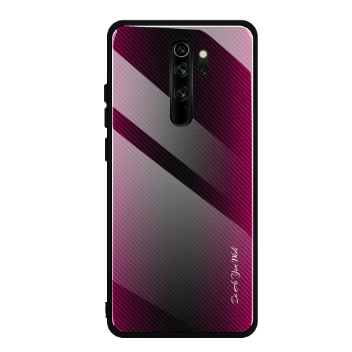 

For Xiaomi Redmi Note 8 Pro Carbon Fiber Texture Gradient Color Glass Case(Magenta)