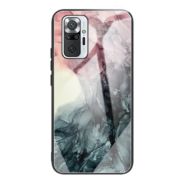 

For Xiaomi Redmi Note 10 Pro / Note 10 Pro Max Abstract Marble Pattern Glass Protective Case(Abstract Black)