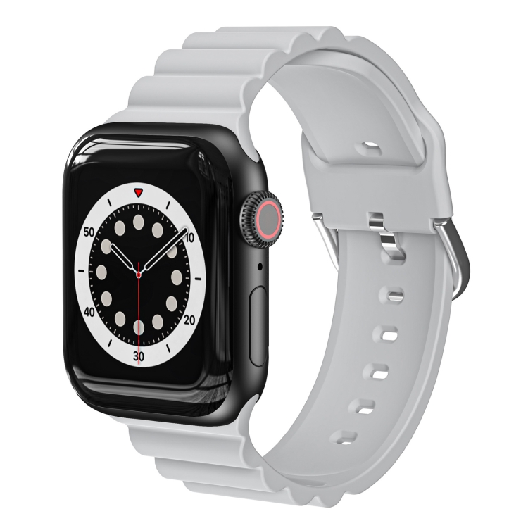 

Business B Style Silicone Watch Band For Apple Watch Series 7 41mm / 6 & SE & 5 & 4 40mm / 3 & 2 & 1 38mm(Light Grey)