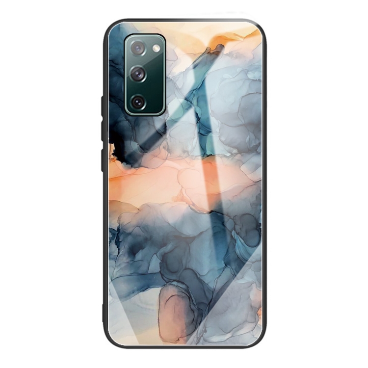 

For Samsung Galaxy S20 FE Abstract Marble Pattern Glass Protective Case(Abstract Blue)