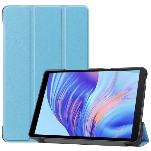 

For Huawei Honor X7 / MatePad T8 Custer Painted TPU Smart Tablet Leather Case with Tri-Fold Bracket(Sky Blue)