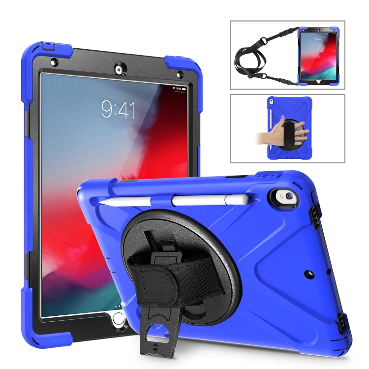 

Shockproof Colorful Silicone + PC Protective Case with Holder & Shoulder Strap & Hand Strap & Pen Slot For iPad Pro 10.5(Blue)