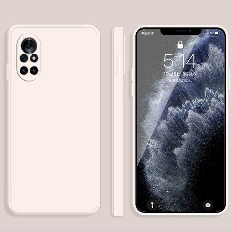 

For Huawei nova 8 5G Solid Color Imitation Liquid Silicone Straight Edge Dropproof Full Coverage Protective Case(White)