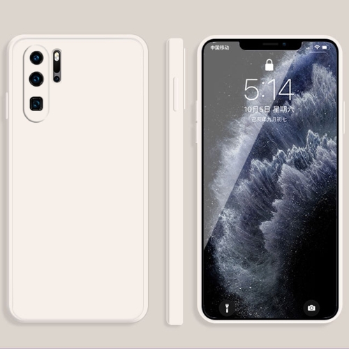 

For Huawei P30 Pro Solid Color Imitation Liquid Silicone Straight Edge Dropproof Full Coverage Protective Case(White)
