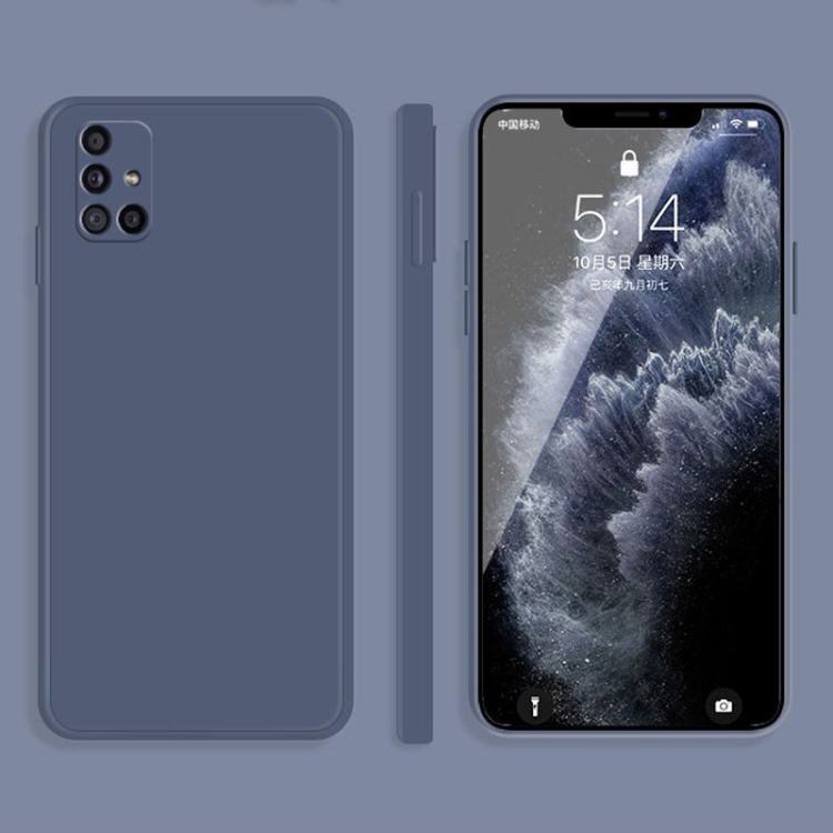 

For Samsung Galaxy A71 Solid Color Imitation Liquid Silicone Straight Edge Dropproof Full Coverage Protective Case(Grey)