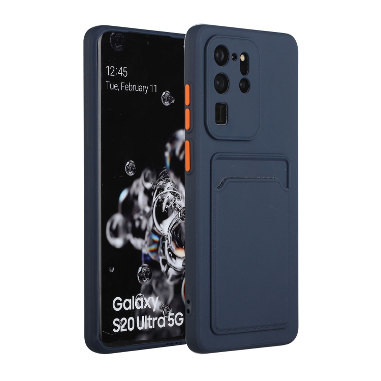 

For Samsung Galaxy S20 Ultra Card Slot Design Shockproof TPU Protective Case(Dark Blue)