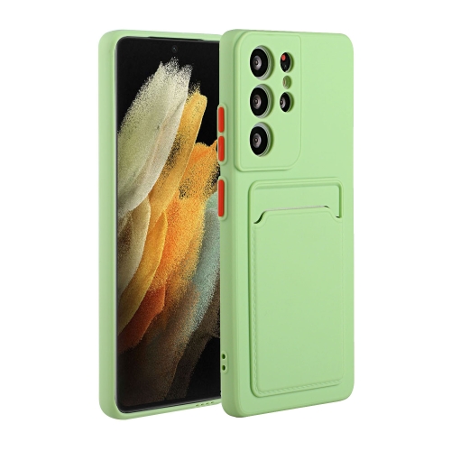 

For Samsung Galaxy S21 Ultra 5G Card Slot Design Shockproof TPU Protective Case(Green)