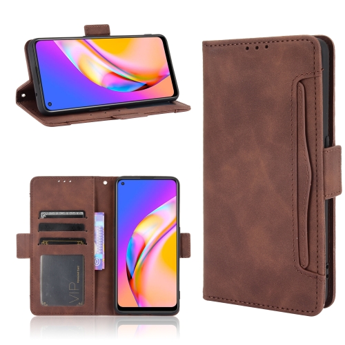 

For OPPO A94 5G / Reno5Z 5G / F19 Pro+ 5G Skin Feel Calf Pattern Horizontal Flip Leather Case with Holder & Card Slots & Photo Frame(Brown)