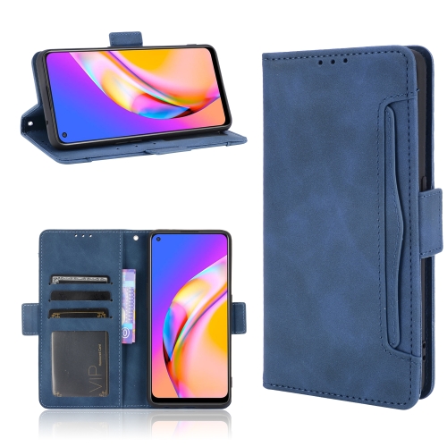 

For OPPO A94 5G / Reno5Z 5G / F19 Pro+ 5G Skin Feel Calf Pattern Horizontal Flip Leather Case with Holder & Card Slots & Photo Frame(Blue)