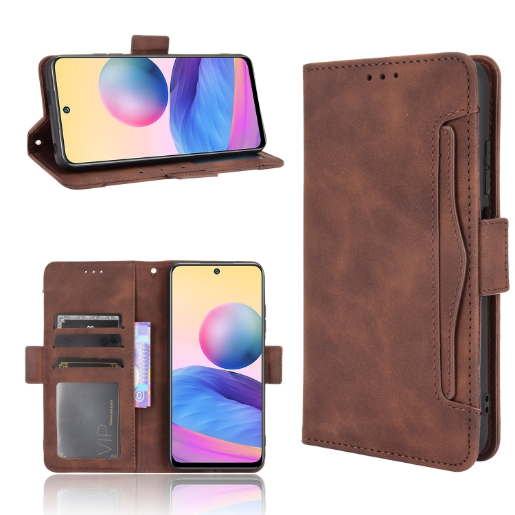 

For Xiaomi Redmi Note 10 5G Skin Feel Calf Pattern Horizontal Flip Leather Case with Holder & Card Slots & Photo Frame(Brown)
