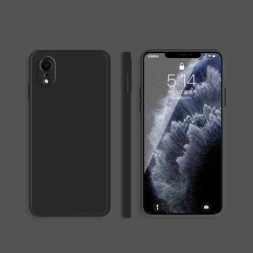 

For iPhone XR Solid Color Imitation Liquid Silicone Straight Edge Dropproof Full Coverage Protective Case(Black)