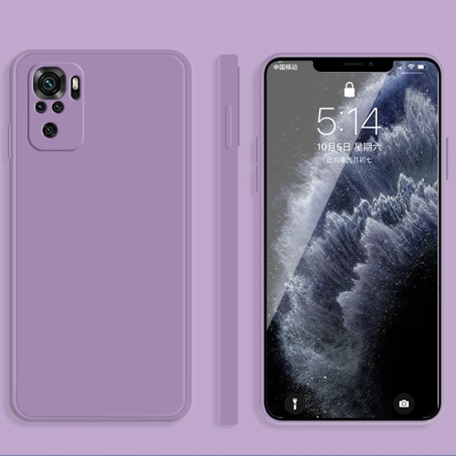 

For Xiaomi Redmi Note 10 Solid Color Imitation Liquid Silicone Straight Edge Dropproof Full Coverage Protective Case(Purple)