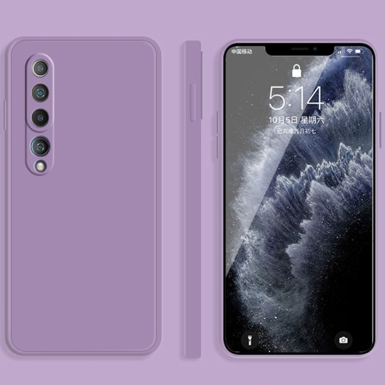 

For Xiaomi Mi 10 Solid Color Imitation Liquid Silicone Straight Edge Dropproof Full Coverage Protective Case(Purple)