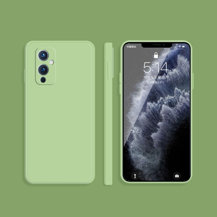 

For OnePlus 9 Solid Color Imitation Liquid Silicone Straight Edge Dropproof Full Coverage Protective Case(Matcha Green)
