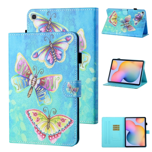 

For Samsung Galaxy Tab A7 Lite 8.7 (2021) T220 Coloured Drawing Stitching Horizontal Flip Leather Case with Holder & Card Slot(Colorful Butterflies)