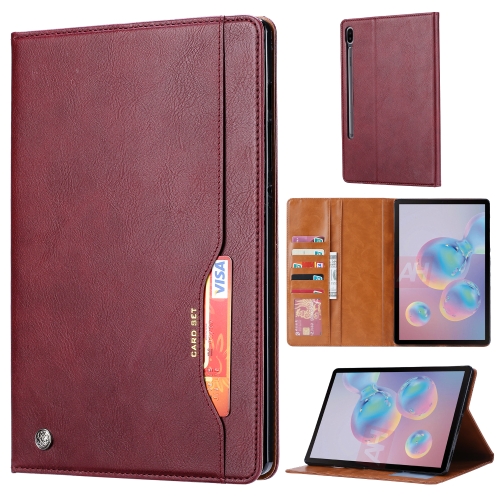

For Samsung Galaxy Tab S7 FE/S7 Lite/T730/T735/T736B Knead Skin Texture Horizontal Flip Leather Case with Photo Frame & Holder & Card Slots & Wallet(Wine Red)