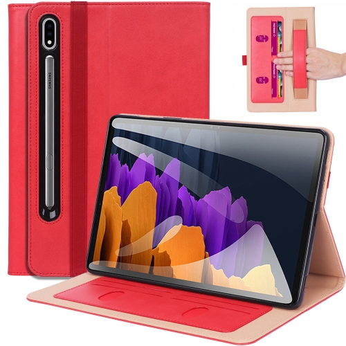 

For Samsung Galaxy Tab S8+ / Tab S8 Plus / Tab S7 FE / Tab S7+ / T970 Business Retro PU Horizontal Flip Leather Case with Holder & Card Slots & Hand Strap(Red)