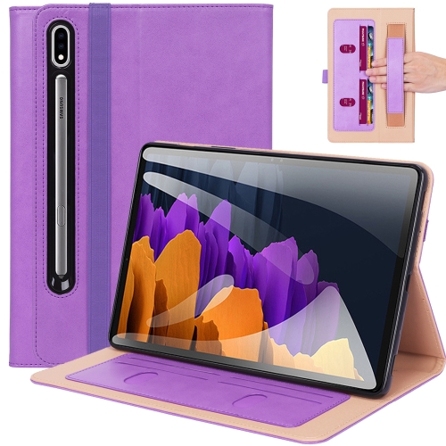 

For Samsung Galaxy Tab S8+ / Tab S8 Plus / Tab S7 FE / Tab S7+ / T970 Business Retro PU Horizontal Flip Leather Case with Holder & Card Slots & Hand Strap(Purple)