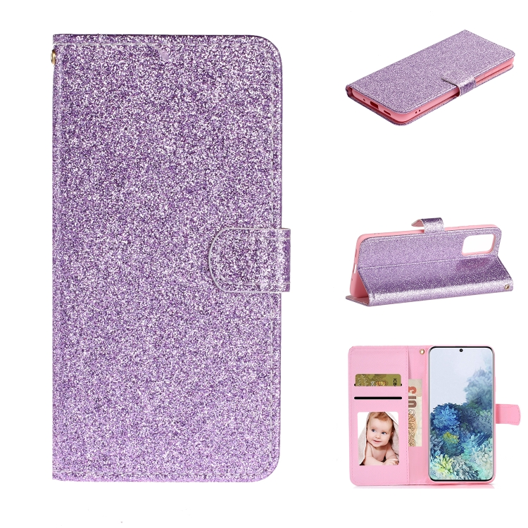 

For Xiaomi Redmi Note 10 Pro Glitter Powder Horizontal Flip Leather Case with Card Slots & Holder & Photo Frame & Wallet(Purple)