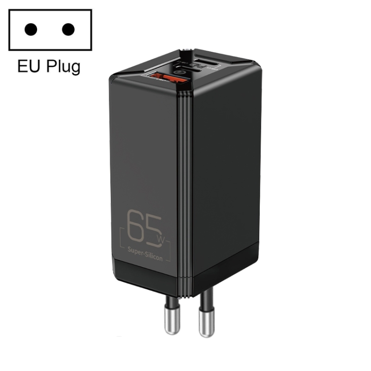 ROCK T49 65W Dual Type-C / USB-C + USB Super Si Travel Charger Power ...