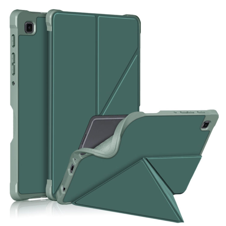 

For Samsung Galaxy Tab A7 Lite 8.7 T220 / T225 Cloth Texture Multi-folding Horizontal Flip PU Leather Shockproof Case with Holder(Dark Green)